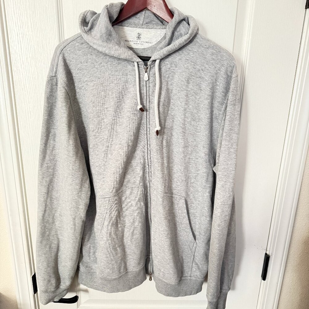 $1999 Authentic BRUNELLO CUCINELLI Made in ITALY Men's Gray Hoodie Jacket Sz.2XL
